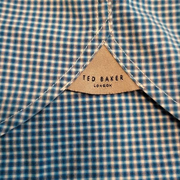 EC TED BAKER LONDON BLUE & WHITE BUTTON DOWN 100% COTTON SHIRT SZ.XL (5) - Picture 2 of 7